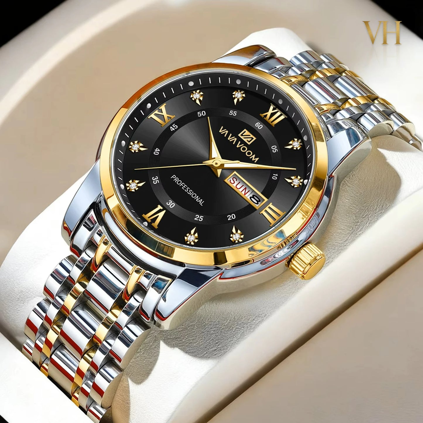 VA VA VOOM True Trust Midnight Black & Gold 44mm